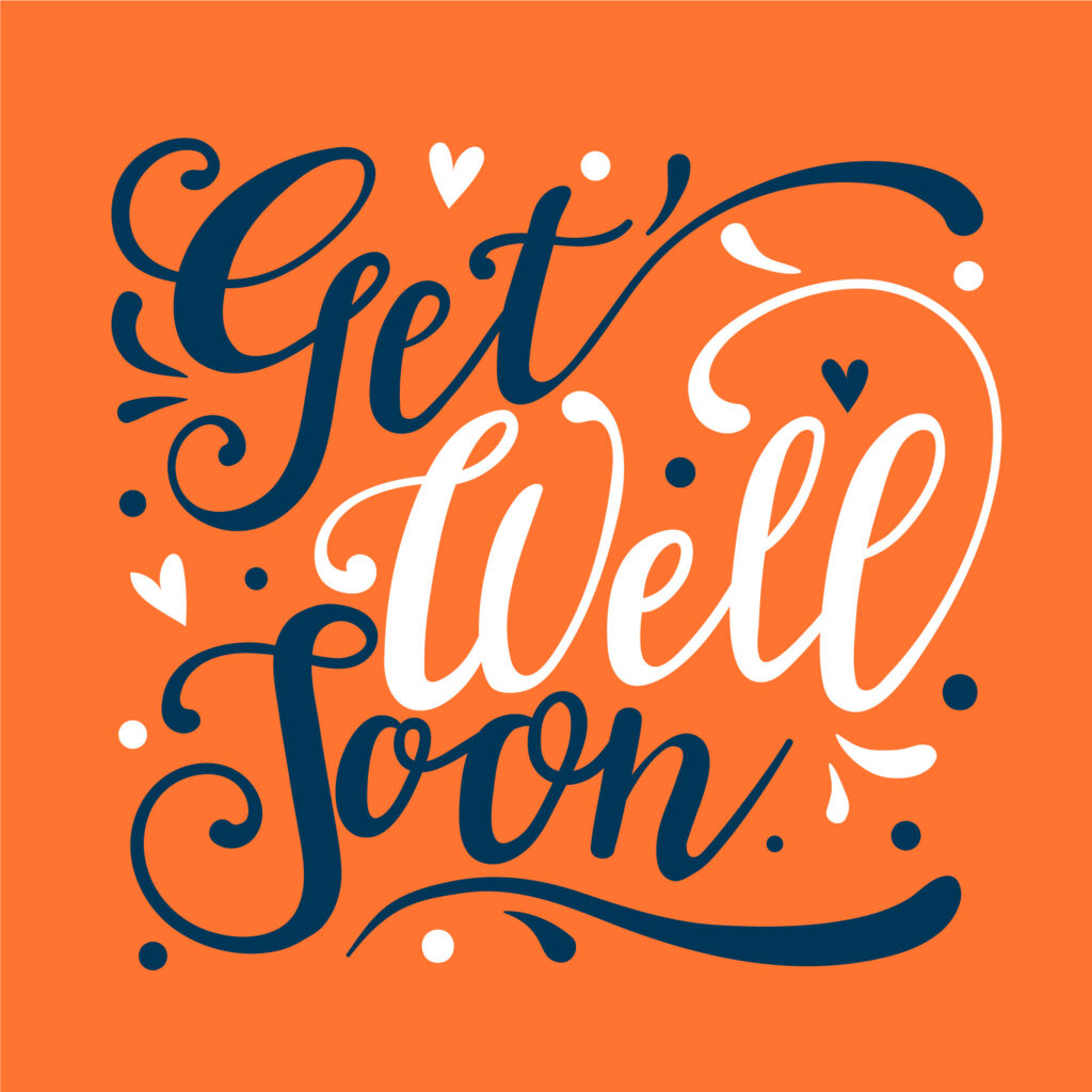 Get well soon calligraphic text
