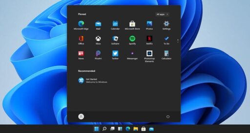 Windows 11 dark mode startup menu
